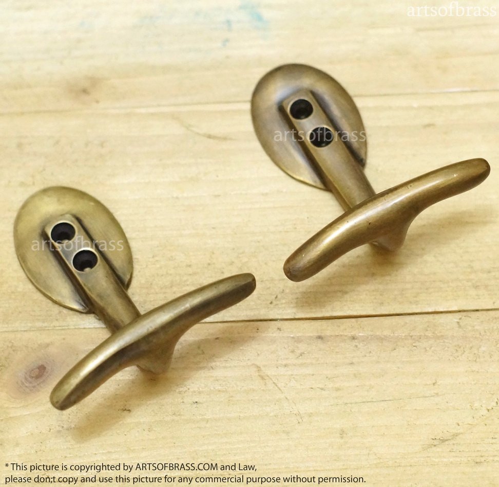3.18 Vintage Solid Brass Horizontal HOOK Hanger Wall Mount Strong Hook U042 6 3.18 Vintage Solid Brass Horizontal HOOK Hanger Wall Mount Strong Hook U042 - Image 4