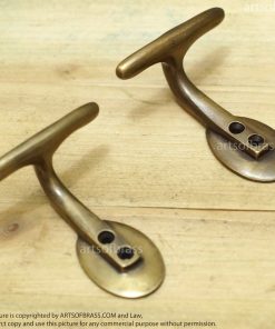 3.18 Vintage Solid Brass Horizontal HOOK Hanger Wall Mount Strong Hook U042 15 DSC00589 resize