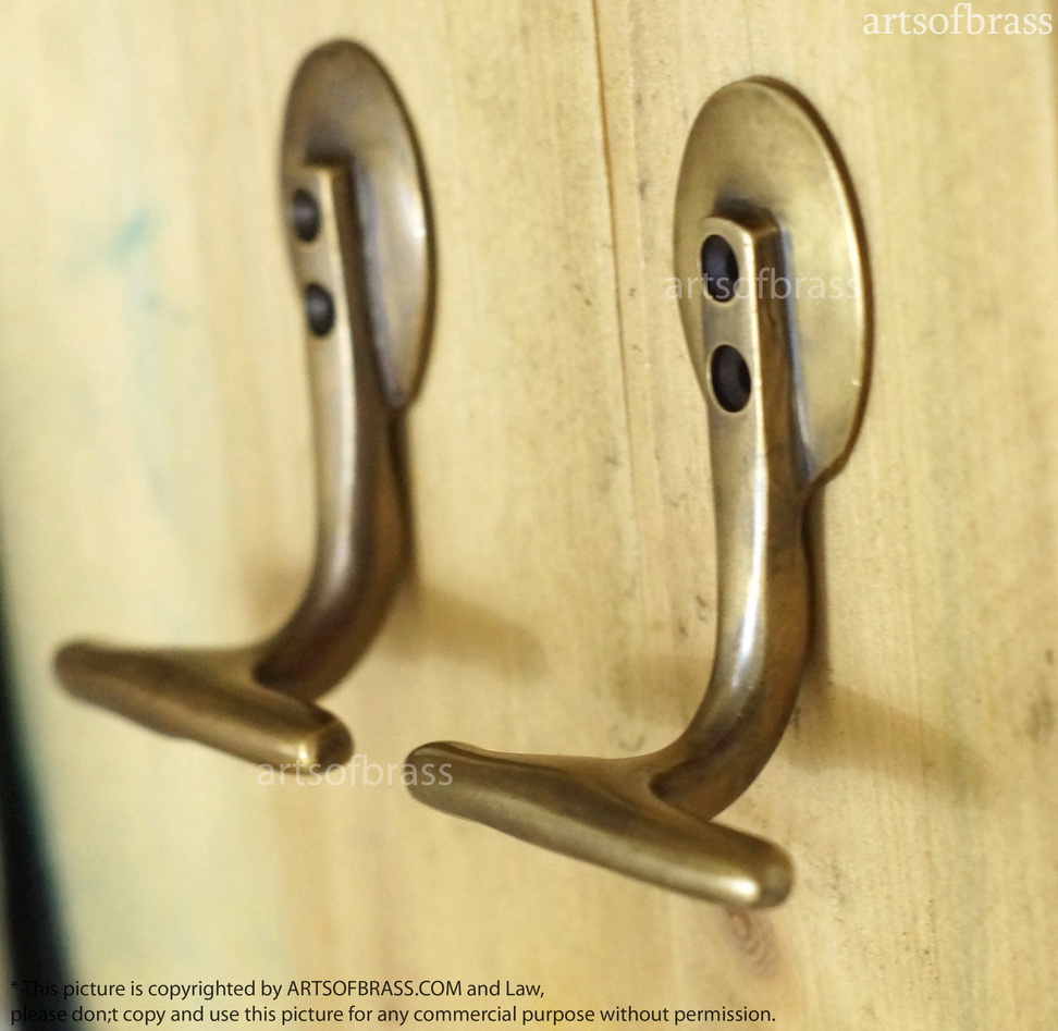 3.18 Vintage Solid Brass Horizontal HOOK Hanger Wall Mount Strong Hook U042 3 3.18 Vintage Solid Brass Horizontal HOOK Hanger Wall Mount Strong Hook U042
