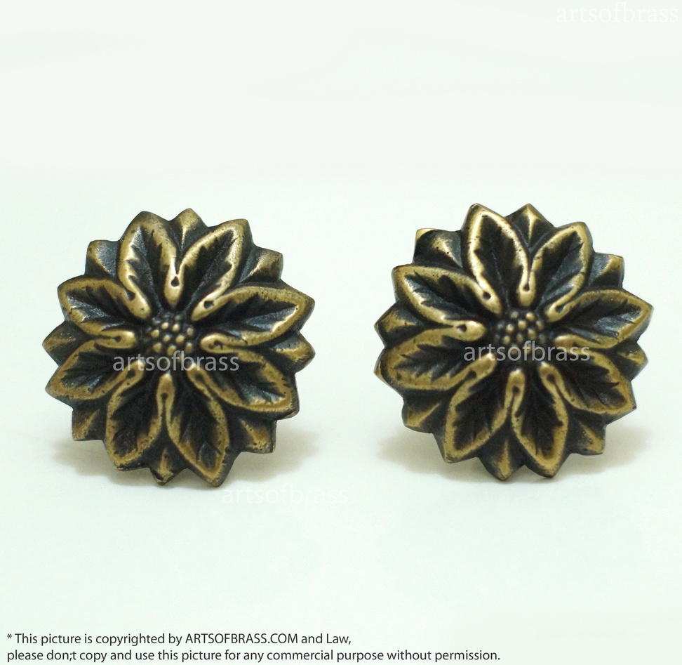 2.16" Diameter Set of 2 pcs Vintage Big Solid Brass Knob crochet Daisy Flower Detailed Pull Cabinet Brass Knob Drawer Pulls N227 3 2.16" Diameter Set of 2 pcs Vintage Big Solid Brass Knob crochet Daisy Flower Detailed Pull Cabinet Brass Knob Drawer Pulls N227