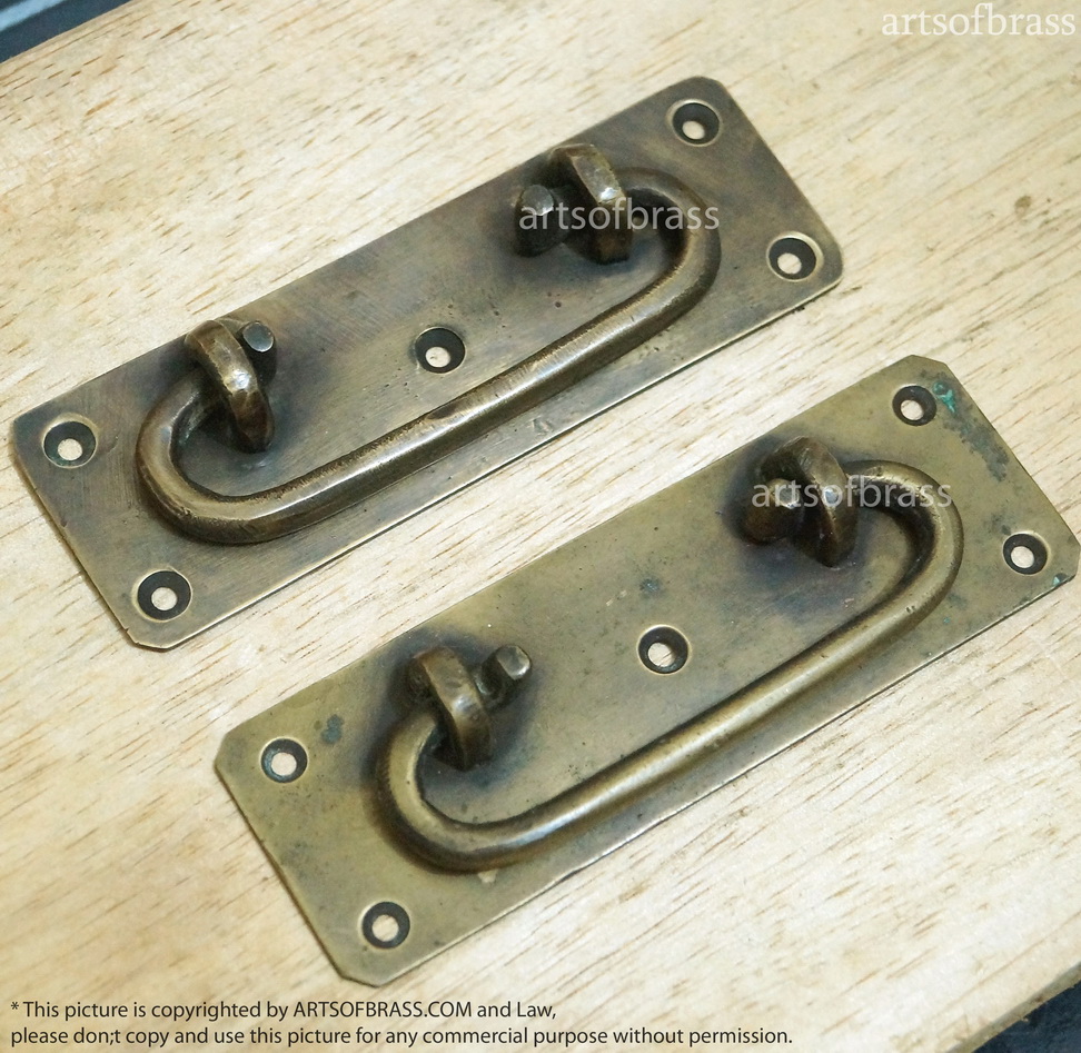 4.60" 2 pcs Vintage Retro Country Western Pull Brass Drawer Pulls Handle 6 4.60" 2 pcs Vintage Retro Country Western Pull Brass Drawer Pulls Handle - Image 4
