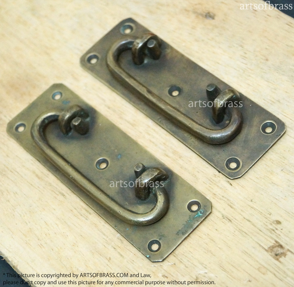 4.60" 2 pcs Vintage Retro Country Western Pull Brass Drawer Pulls Handle 4 4.60" 2 pcs Vintage Retro Country Western Pull Brass Drawer Pulls Handle - Image 2