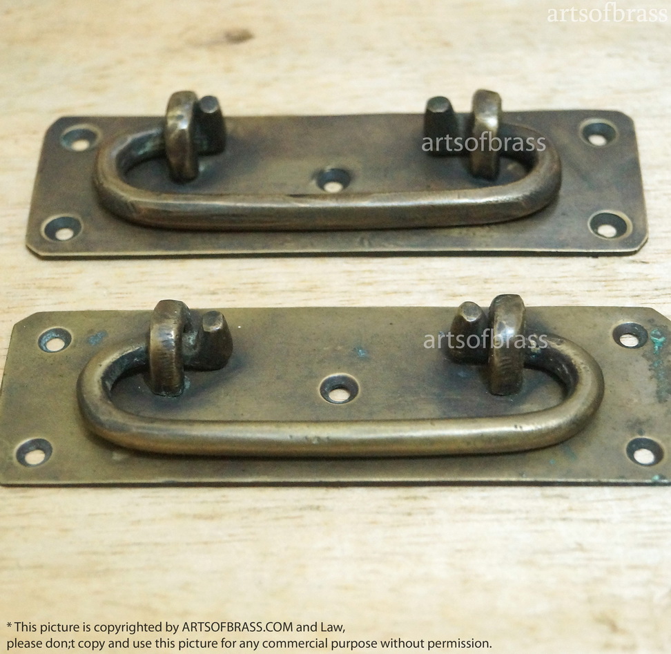 4.60" 2 pcs Vintage Retro Country Western Pull Brass Drawer Pulls Handle 5 4.60" 2 pcs Vintage Retro Country Western Pull Brass Drawer Pulls Handle - Image 3