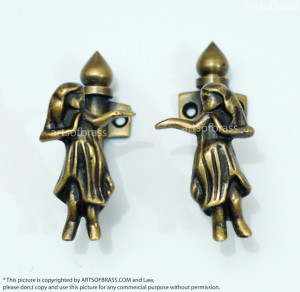Vintage HAWAIIAN Hula Hula GIRL Brass Wall HOOK Hanger