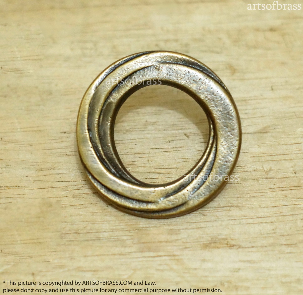 2.55" inches 2 pcs Vintage Solid Brass Retro Ring Swirl Round Antique Cabinet Brass KNOB Drawer Pulls C120 5 2.55" inches 2 pcs Vintage Solid Brass Retro Ring Swirl Round Antique Cabinet Brass KNOB Drawer Pulls C120 - Image 3