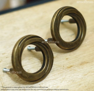 2.55" inches 2 pcs Vintage Solid Brass Retro Ring Swirl Round Antique Cabinet Brass KNOB Drawer Pulls C120 18 DSC00769_resize