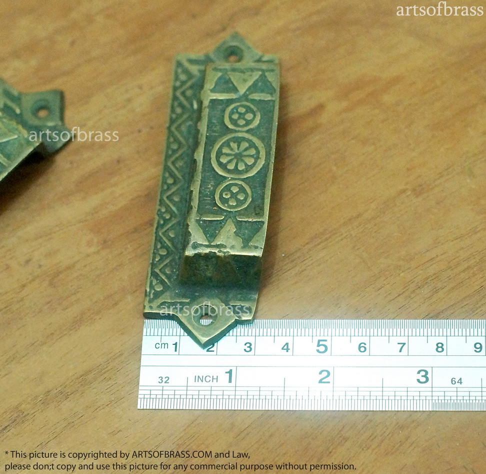 3.77" inches Lot of 2 pcs Vintage Old Art Deco Retro Bar Bin Pull Solid Brass Cabinet Bin Pull Handle I035 6 3.77" inches Lot of 2 pcs Vintage Old Art Deco Retro Bar Bin Pull Solid Brass Cabinet Bin Pull Handle I035 - Image 4