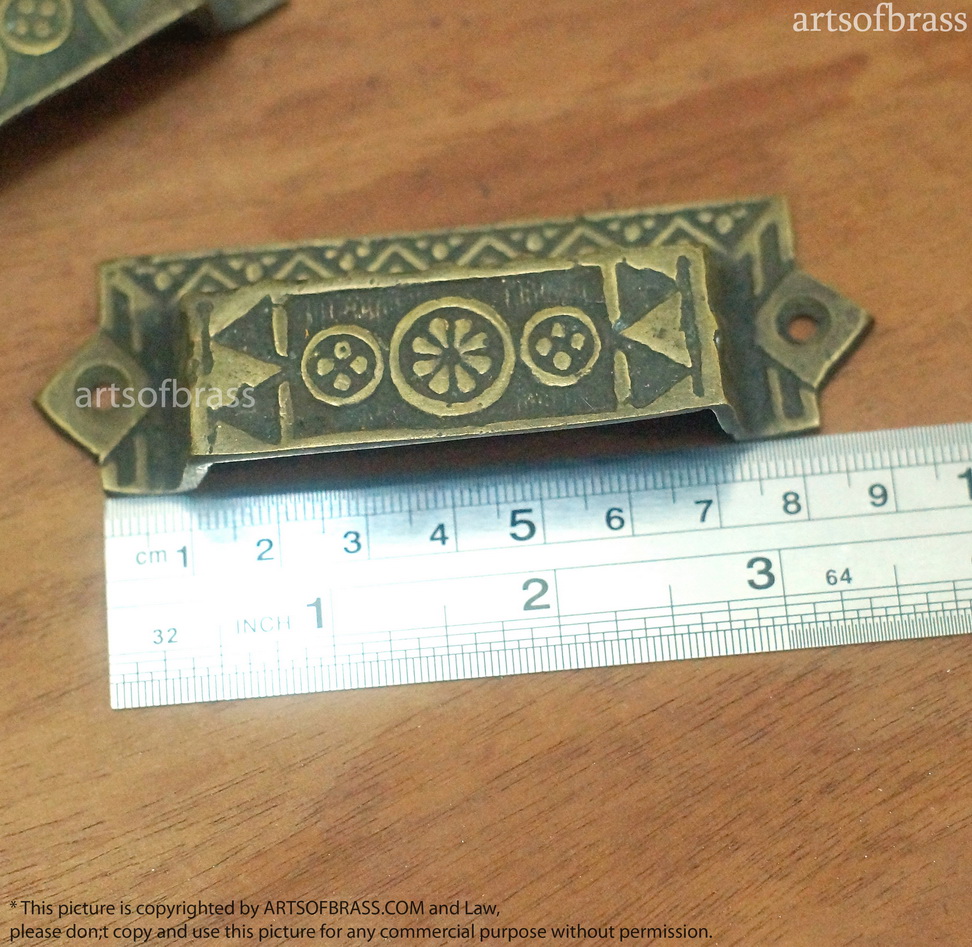 3.77" inches Lot of 2 pcs Vintage Old Art Deco Retro Bar Bin Pull Solid Brass Cabinet Bin Pull Handle I035 8 3.77" inches Lot of 2 pcs Vintage Old Art Deco Retro Bar Bin Pull Solid Brass Cabinet Bin Pull Handle I035 - Image 6