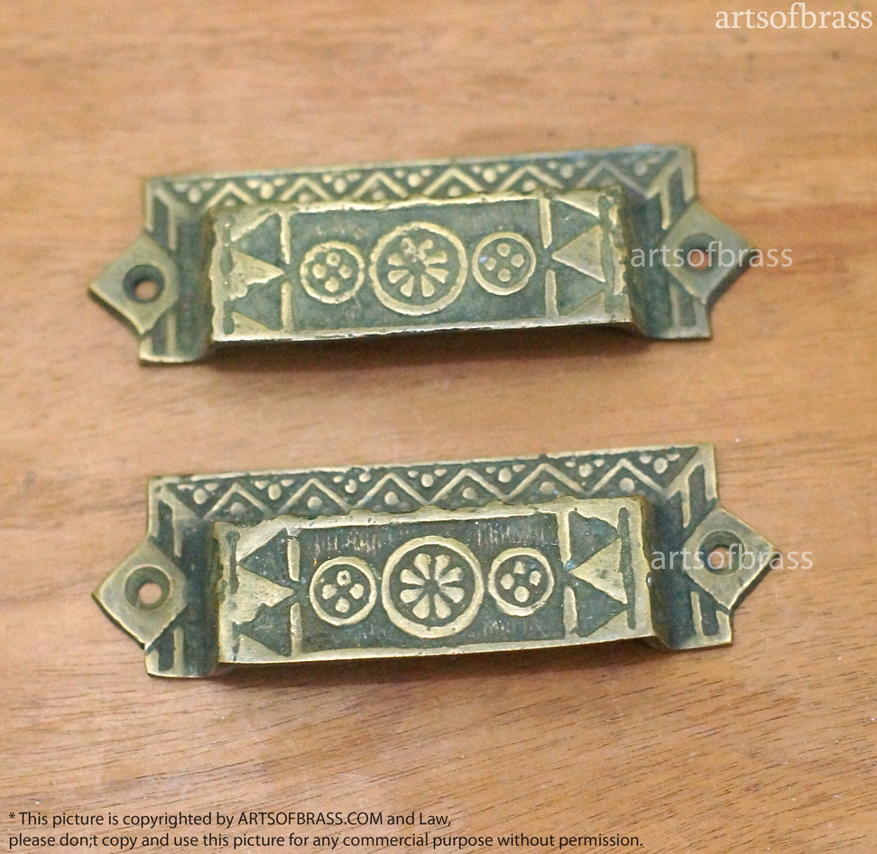 3.77" inches Lot of 2 pcs Vintage Old Art Deco Retro Bar Bin Pull Solid Brass Cabinet Bin Pull Handle I035 4 3.77" inches Lot of 2 pcs Vintage Old Art Deco Retro Bar Bin Pull Solid Brass Cabinet Bin Pull Handle I035 - Image 2