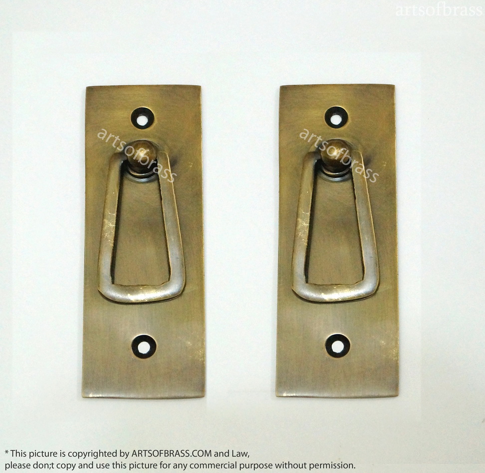 Solid Brass Drawer Handle Pulls - 2 Pcs Vintage Western Country Design 3 Solid Brass Drawer Handle Pulls - 2 Pcs Vintage Western Country Design