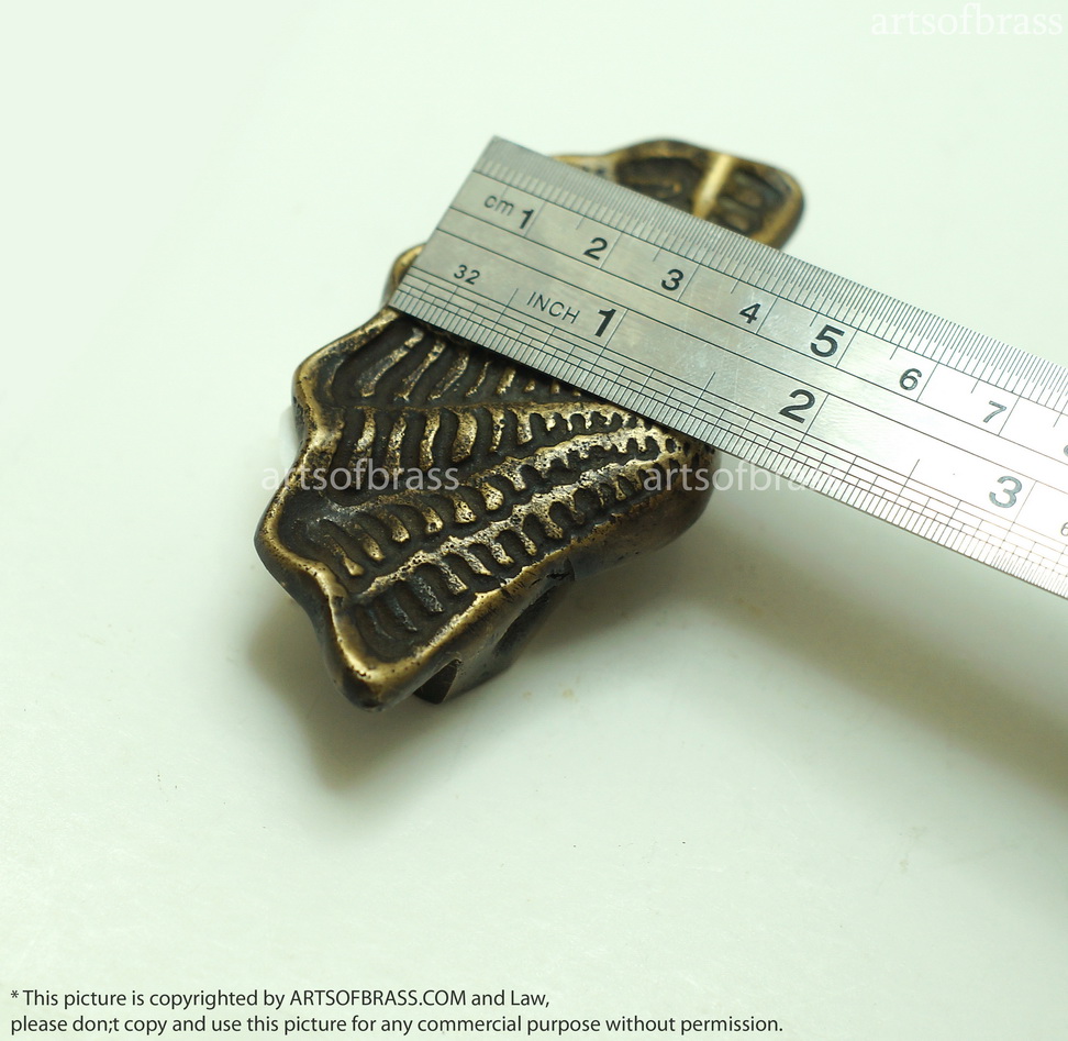 3.62" Set Vintage Solid Brass Scallop Shell Drawer pulls Handle Door Pull 8 3.62" Set Vintage Solid Brass Scallop Shell Drawer pulls Handle Door Pull - Image 6