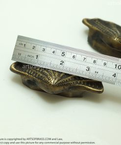 3.62" Set Vintage Solid Brass Scallop Shell Drawer pulls Handle Door Pull 16 DSC00954 resize