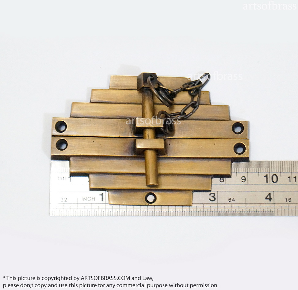 3.58" Vintage Asian Brass Bamboo Door Lock Latch Antique Cabinet latch 6 3.58" Vintage Asian Brass Bamboo Door Lock Latch Antique Cabinet latch - Image 4