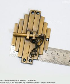 3.58" Vintage Asian Brass Bamboo Door Lock Latch Antique Cabinet latch 14 DSC0132 resize