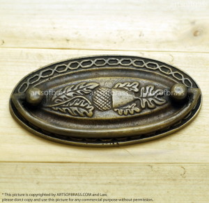 Vintage Oval Pulls Hepplewhite Fruit Brass Drawer KNOB Pulls