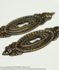 4.80" 2 pcs Vintage Brass Victorian Garden Key Hole Door Key Hole Plate 13 DSC04421 resize