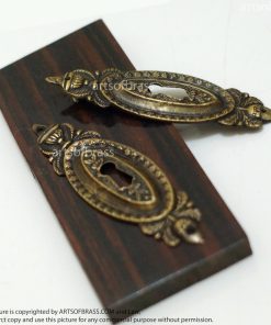 4.80" 2 pcs Vintage Brass Victorian Garden Key Hole Door Key Hole Plate 11 DSC04425 resize