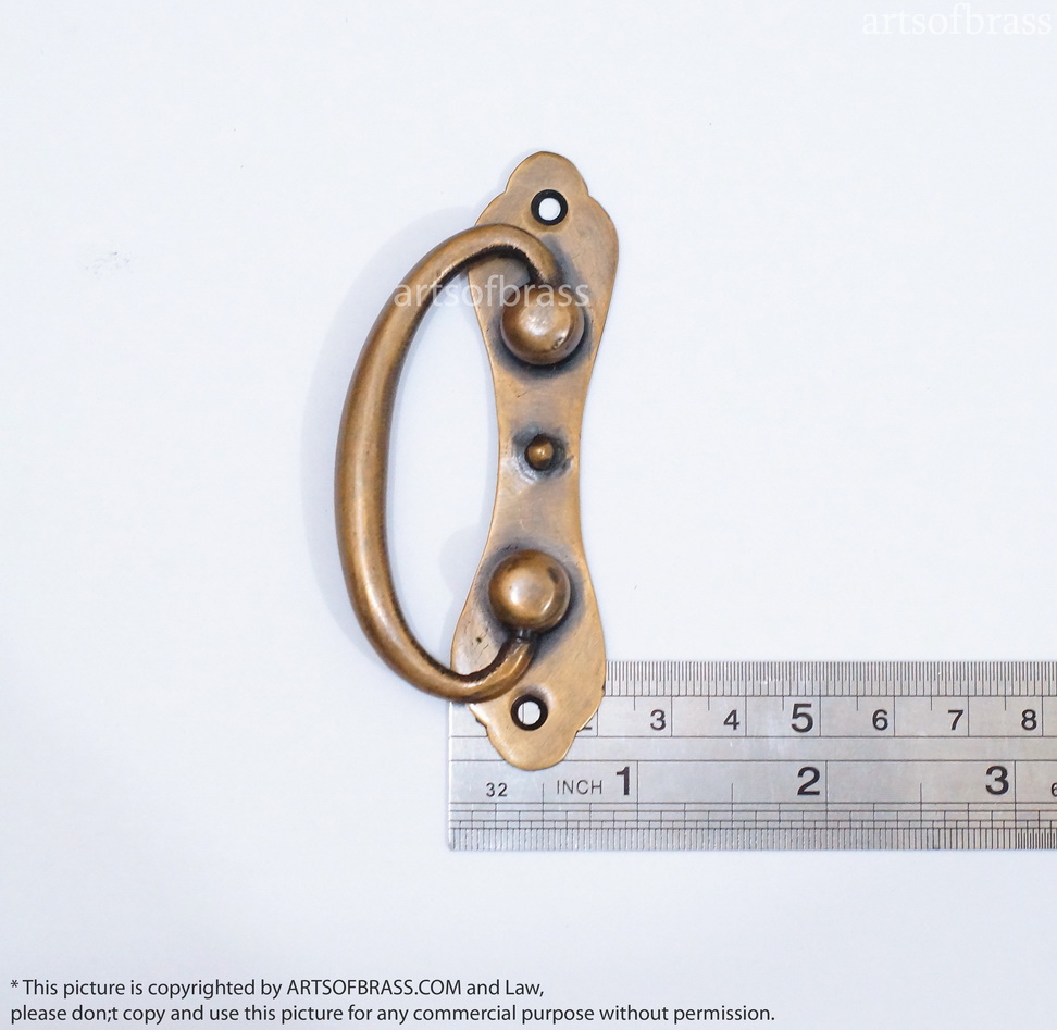 3.34" 3 pcs Vintage Brass Artistic Handle Pull Drawer Pulls Antique Door 8 3.34" 3 pcs Vintage Brass Artistic Handle Pull Drawer Pulls Antique Door - Image 6