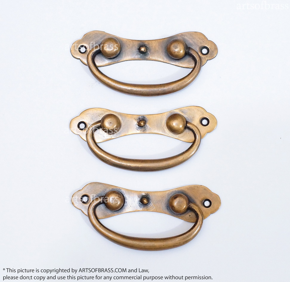 3.34" 3 pcs Vintage Brass Artistic Handle Pull Drawer Pulls Antique Door 3 3.34" 3 pcs Vintage Brass Artistic Handle Pull Drawer Pulls Antique Door