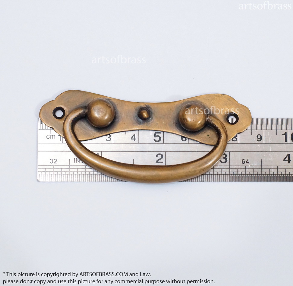 3.34" 3 pcs Vintage Brass Artistic Handle Pull Drawer Pulls Antique Door 7 3.34" 3 pcs Vintage Brass Artistic Handle Pull Drawer Pulls Antique Door - Image 5