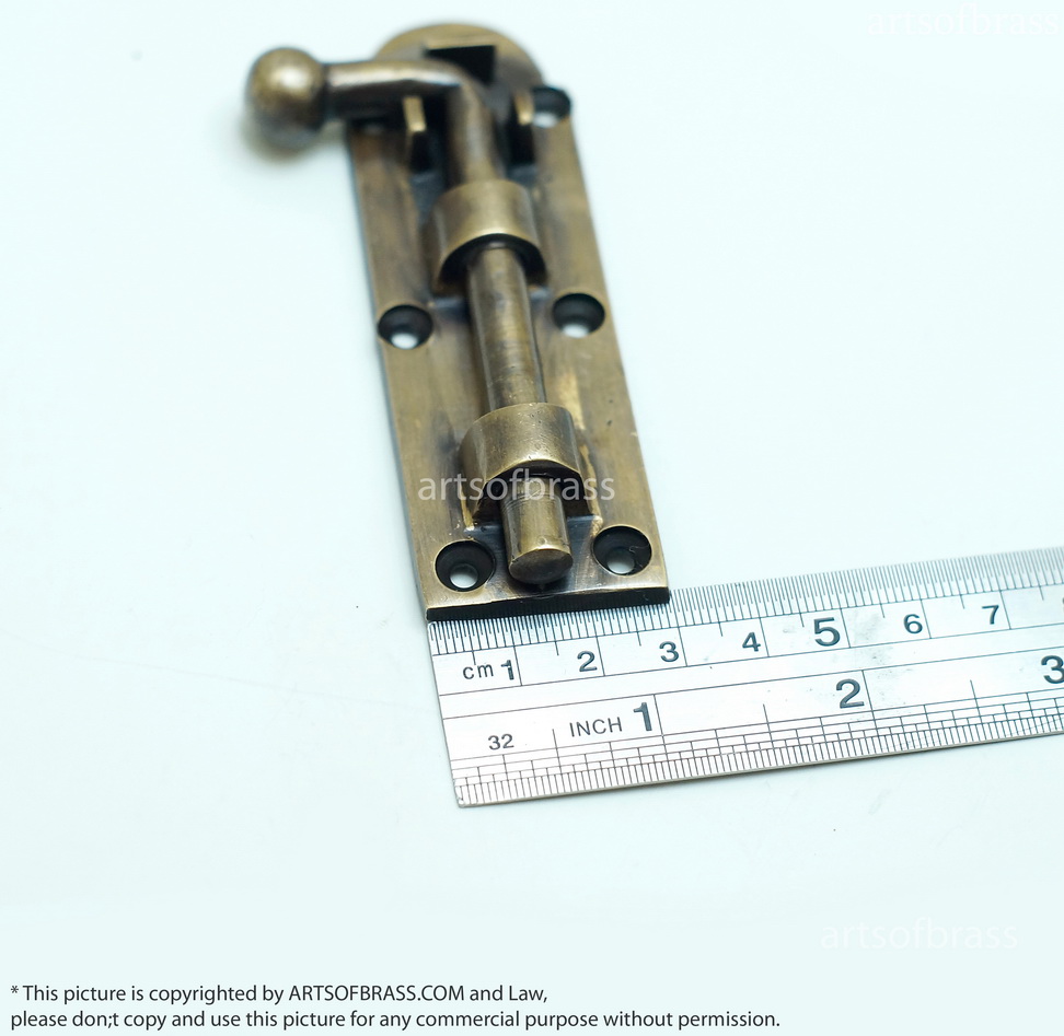 3.66" 2 pcs VINTAGE Gate Door Latch Slot Solid Brass Door Latch Lock 8 3.66" 2 pcs VINTAGE Gate Door Latch Slot Solid Brass Door Latch Lock - Image 6
