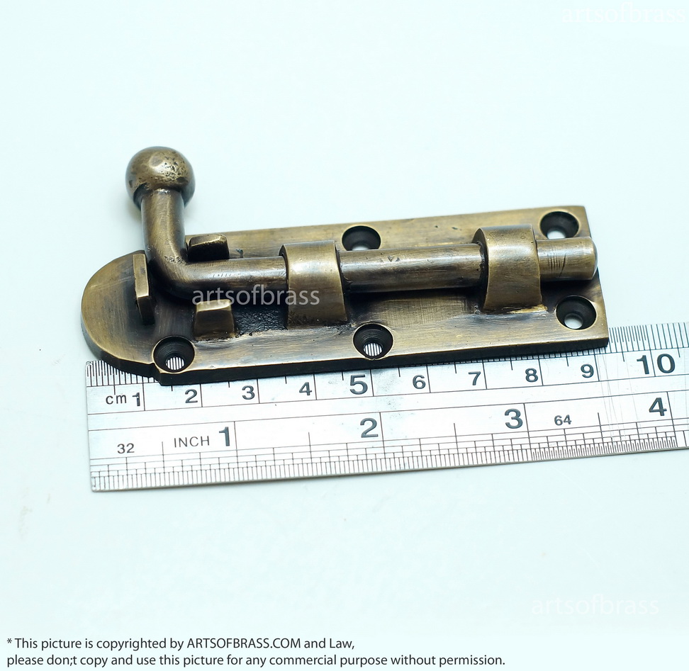 3.66" 2 pcs VINTAGE Gate Door Latch Slot Solid Brass Door Latch Lock 7 3.66" 2 pcs VINTAGE Gate Door Latch Slot Solid Brass Door Latch Lock - Image 5