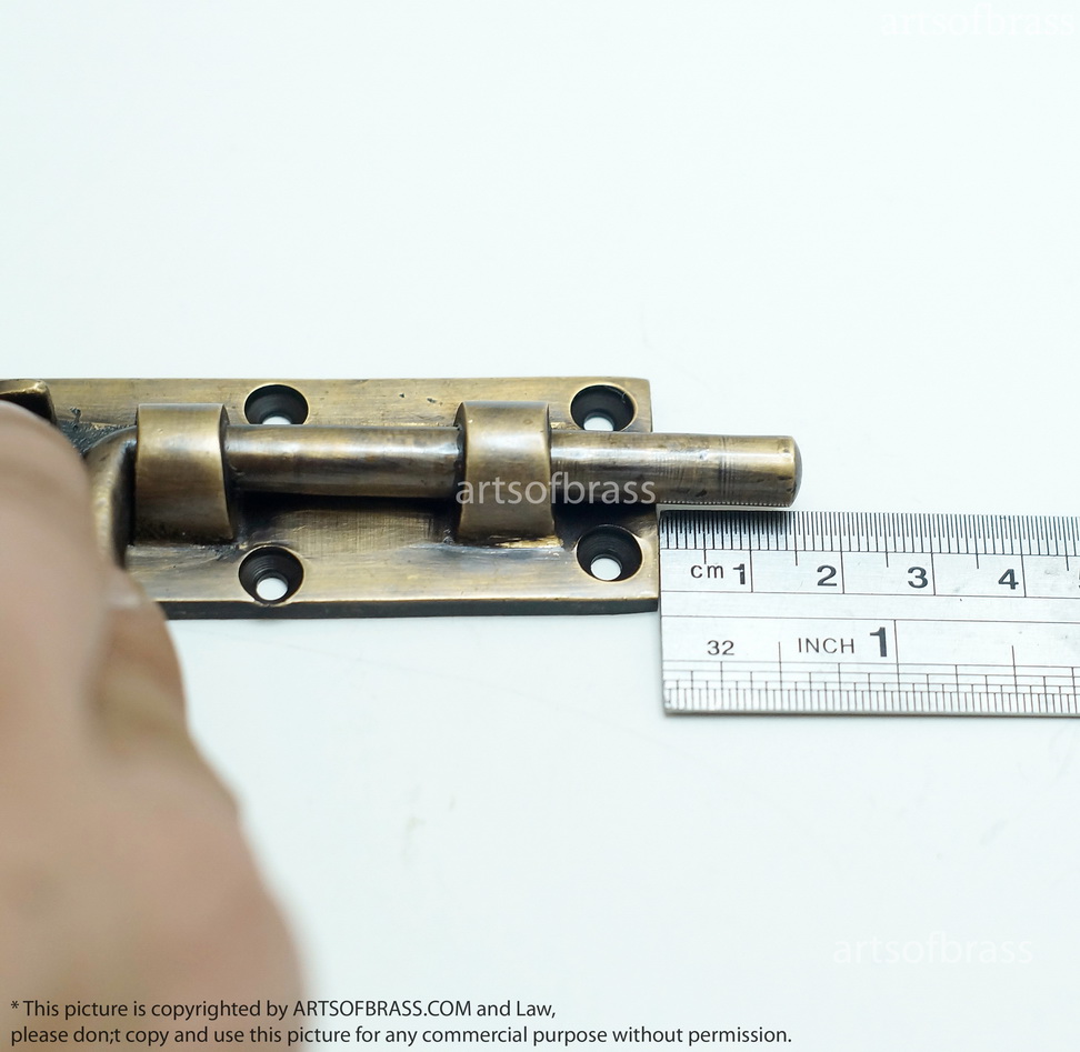 3.66" 2 pcs VINTAGE Gate Door Latch Slot Solid Brass Door Latch Lock 9 3.66" 2 pcs VINTAGE Gate Door Latch Slot Solid Brass Door Latch Lock - Image 7