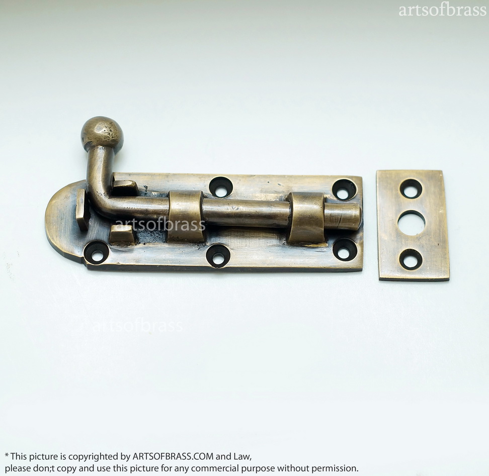 3.66" 2 pcs VINTAGE Gate Door Latch Slot Solid Brass Door Latch Lock 4 3.66" 2 pcs VINTAGE Gate Door Latch Slot Solid Brass Door Latch Lock - Image 2