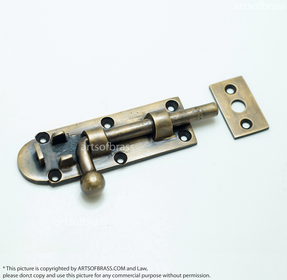3.66" 2 pcs VINTAGE Gate Door Latch Slot Solid Brass Door Latch Lock 5 3.66" 2 pcs VINTAGE Gate Door Latch Slot Solid Brass Door Latch Lock - Image 3