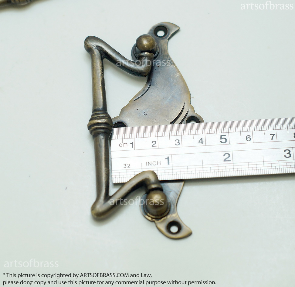 3.93" 2 pcs Vintage Art Deco Artistic Brass Cabinet Drawer Handle Pulls 7 3.93" 2 pcs Vintage Art Deco Artistic Brass Cabinet Drawer Handle Pulls - Image 5