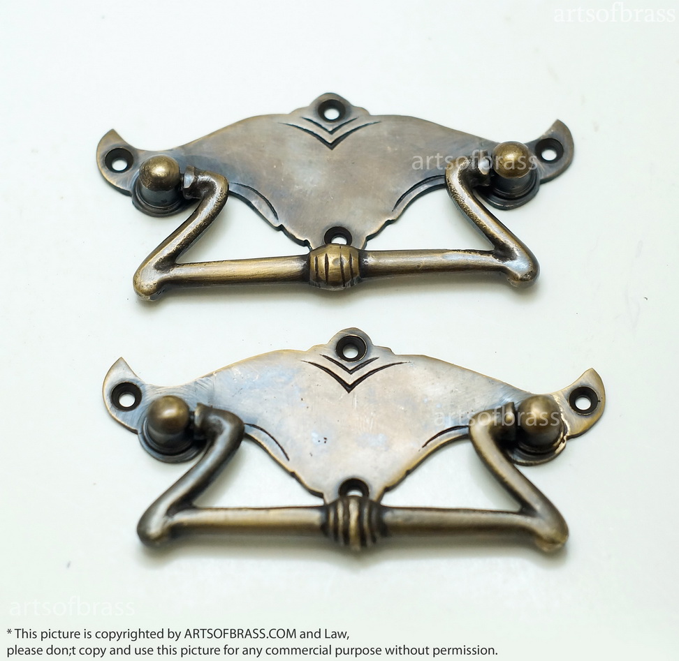 3.93" 2 pcs Vintage Art Deco Artistic Brass Cabinet Drawer Handle Pulls 3 3.93" 2 pcs Vintage Art Deco Artistic Brass Cabinet Drawer Handle Pulls