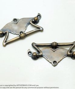 3.93" 2 pcs Vintage Art Deco Artistic Brass Cabinet Drawer Handle Pulls 11 DSC1077 resize