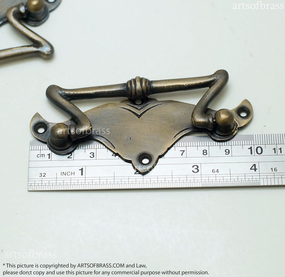 3.93" 2 pcs Vintage Art Deco Artistic Brass Cabinet Drawer Handle Pulls 6 3.93" 2 pcs Vintage Art Deco Artistic Brass Cabinet Drawer Handle Pulls - Image 4