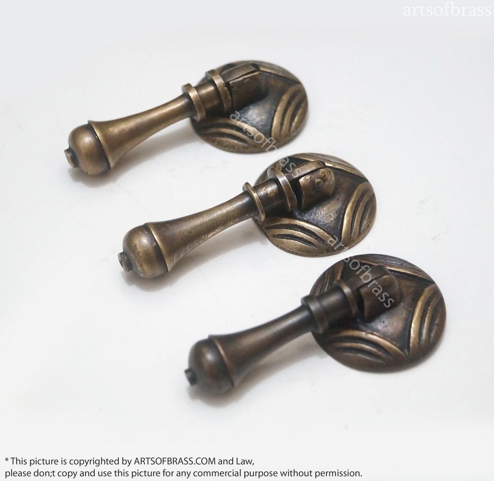 2.83" Inches 3 pcs Round TEAR DROP Cudgel Antique Solid Brass Knob Cabinet Drawer Handle Pull E006 5 2.83" Inches 3 pcs Round TEAR DROP Cudgel Antique Solid Brass Knob Cabinet Drawer Handle Pull E006 - Image 3