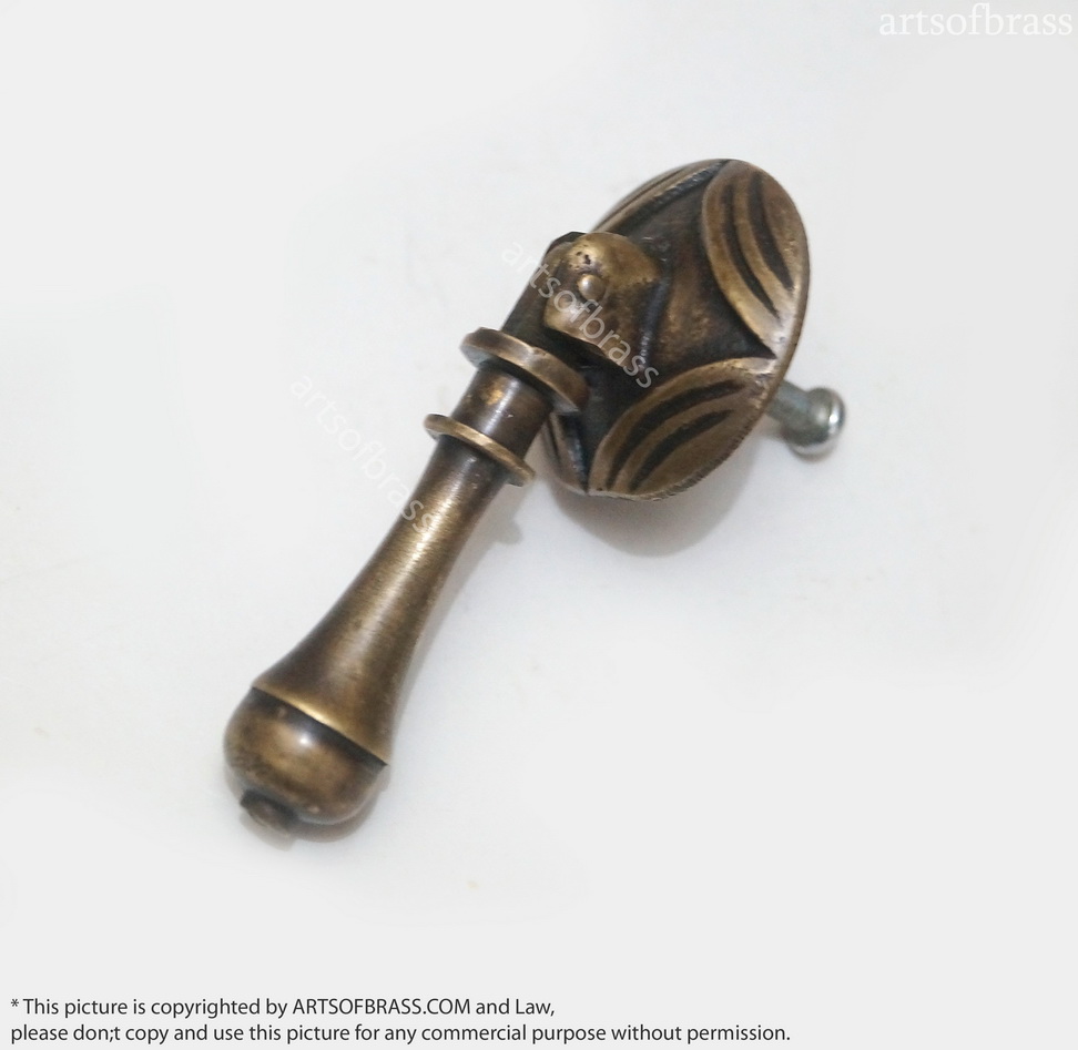 2.83" Inches 3 pcs Round TEAR DROP Cudgel Antique Solid Brass Knob Cabinet Drawer Handle Pull E006 7 2.83" Inches 3 pcs Round TEAR DROP Cudgel Antique Solid Brass Knob Cabinet Drawer Handle Pull E006 - Image 5