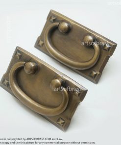 3.58" 2 pcs Vintage Brass Retro Drawer Pulls Antique Cabinet Handle 12 DSC1234 resize