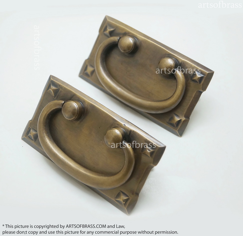3.58" 2 pcs Vintage Brass Retro Drawer Pulls Antique Cabinet Handle 5 3.58" 2 pcs Vintage Brass Retro Drawer Pulls Antique Cabinet Handle - Image 3