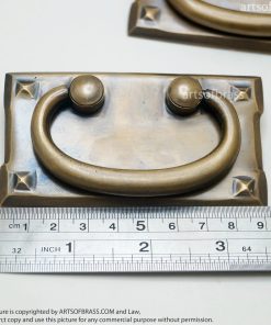 3.58" 2 pcs Vintage Brass Retro Drawer Pulls Antique Cabinet Handle 14 DSC1240 resize