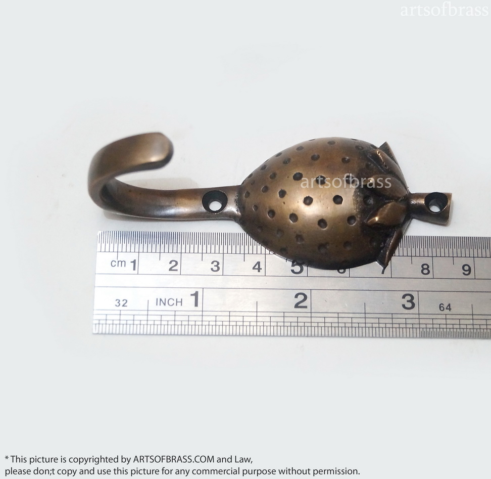 3.30" 3 pcs Vintage Hook Strawberry Fruit Garden Brass Wall HOOK Hanger 7 3.30" 3 pcs Vintage Hook Strawberry Fruit Garden Brass Wall HOOK Hanger - Image 5