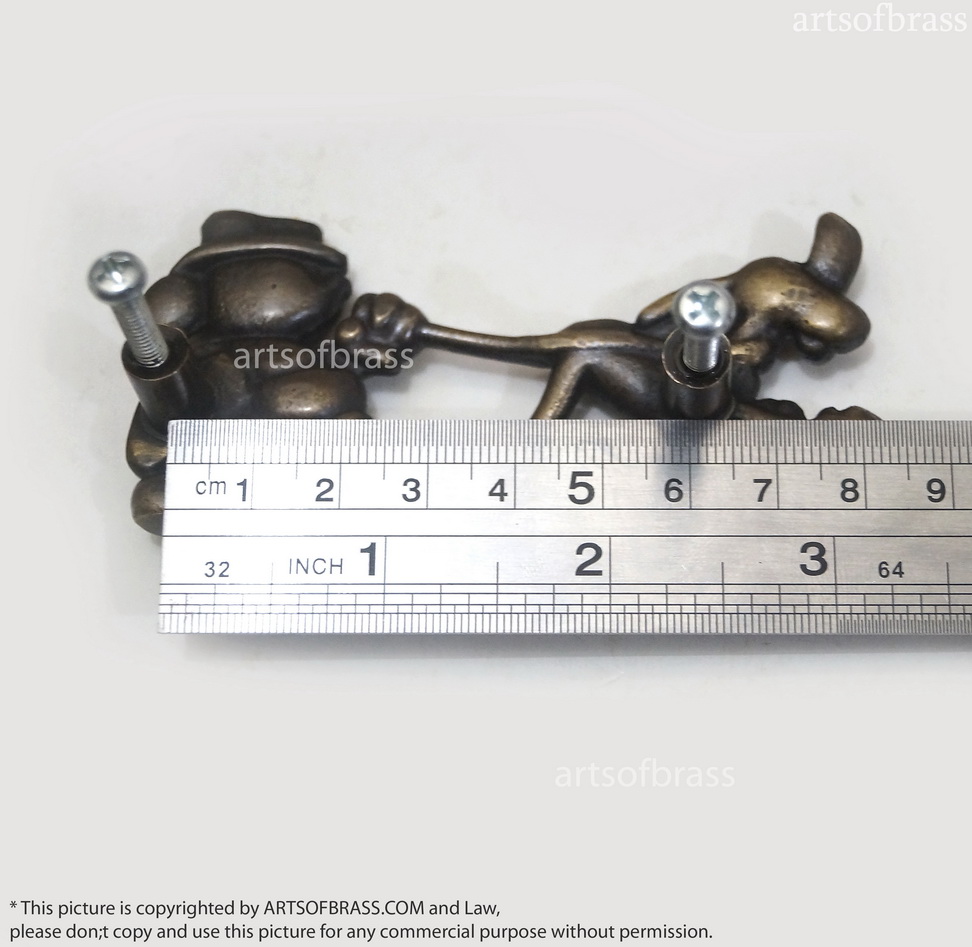 3.54" Lot of 2 pcs Disney Mickey and Pluto Go to School cartoon Figurine Solid Brass Antique Cabinet Drawer Handle Pulls 10 3.54" Lot of 2 pcs Disney Mickey and Pluto Go to School cartoon Figurine Solid Brass Antique Cabinet Drawer Handle Pulls - Image 8