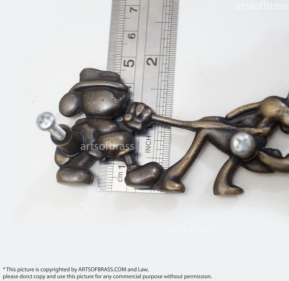 3.54" Lot of 2 pcs Disney Mickey and Pluto Go to School cartoon Figurine Solid Brass Antique Cabinet Drawer Handle Pulls 9 3.54" Lot of 2 pcs Disney Mickey and Pluto Go to School cartoon Figurine Solid Brass Antique Cabinet Drawer Handle Pulls - Image 7