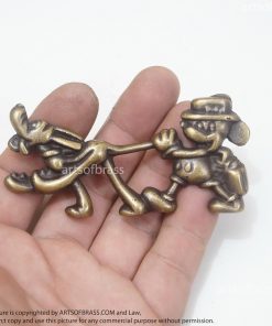 3.54" Lot of 2 pcs Disney Mickey and Pluto Go to School cartoon Figurine Solid Brass Antique Cabinet Drawer Handle Pulls 14 DSC1268 resize