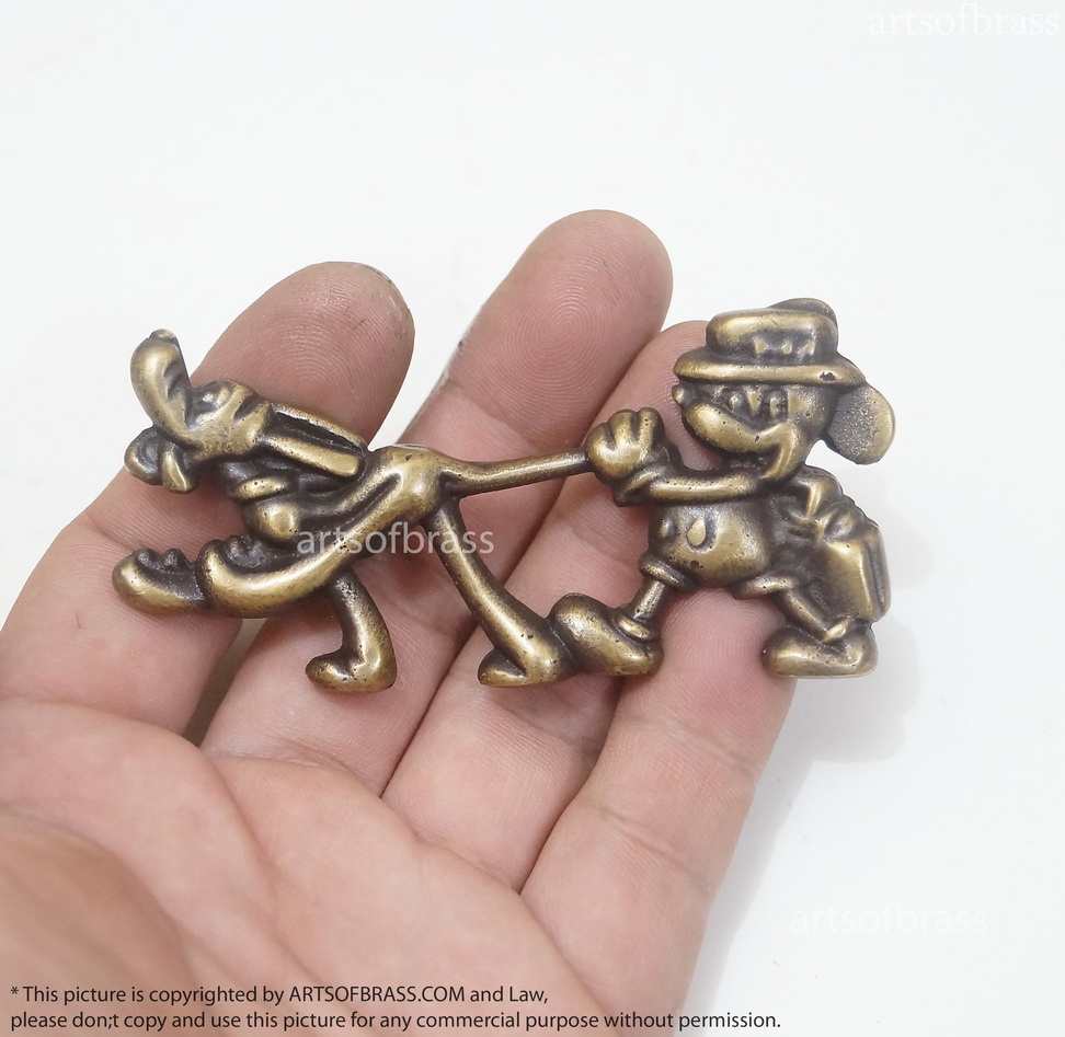 3.54" Lot of 2 pcs Disney Mickey and Pluto Go to School cartoon Figurine Solid Brass Antique Cabinet Drawer Handle Pulls 7 3.54" Lot of 2 pcs Disney Mickey and Pluto Go to School cartoon Figurine Solid Brass Antique Cabinet Drawer Handle Pulls - Image 5