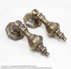 Art Deco TEAR DROP Pull Cudgel Brass Knob Cabinet Drawer Handle