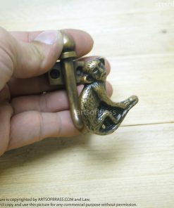 3.14" inches 2 pcs / Pair Vintage Forest Monkey Solid Brass Antique Hat Coat Strong Wall Mount HOOK Hanger JBL1357 12 DSC1557 resize