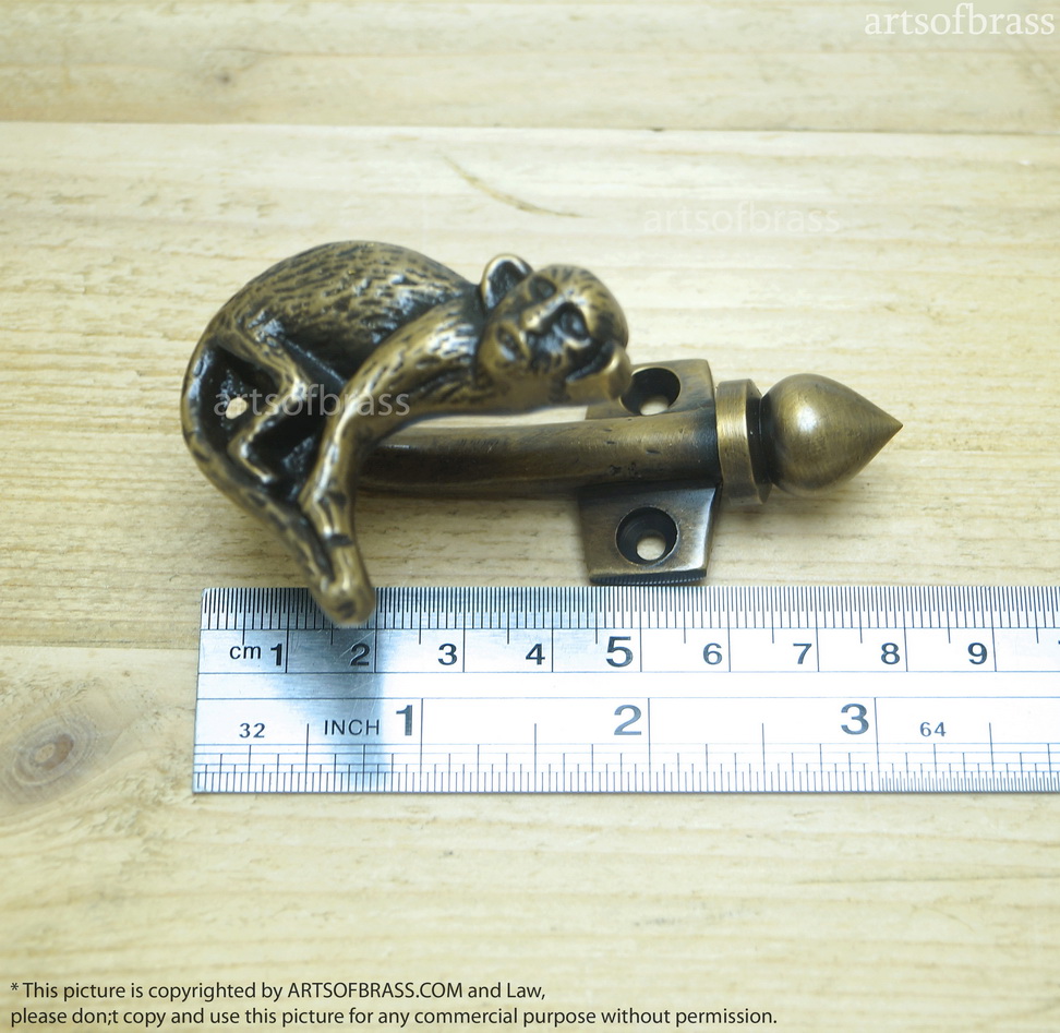 3.14" inches 2 pcs / Pair Vintage Forest Monkey Solid Brass Antique Hat Coat Strong Wall Mount HOOK Hanger JBL1357 7 3.14" inches 2 pcs / Pair Vintage Forest Monkey Solid Brass Antique Hat Coat Strong Wall Mount HOOK Hanger JBL1357 - Image 5