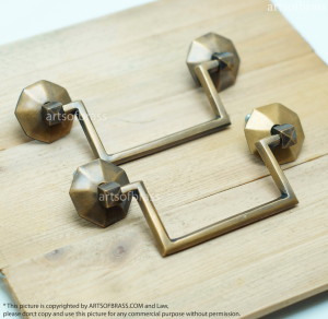 5.00" 2 pcs RETRO Vintage Double Cycle CLOSETS Brass Drawer Pulls 16 Vintage Double Cycle CLOSETS Brass Drawer Pulls