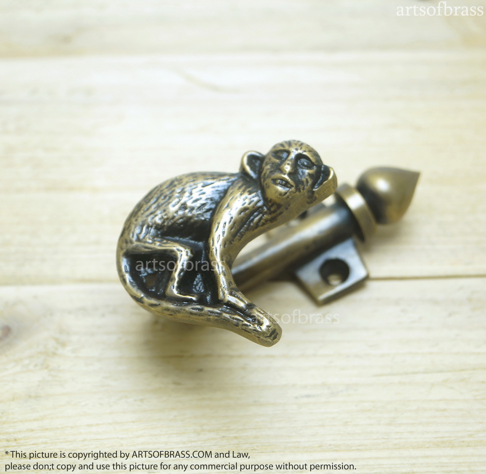 3.14" inches 2 pcs / Pair Vintage Forest Monkey Solid Brass Antique Hat Coat Strong Wall Mount HOOK Hanger JBL1357 4 3.14" inches 2 pcs / Pair Vintage Forest Monkey Solid Brass Antique Hat Coat Strong Wall Mount HOOK Hanger JBL1357 - Image 2