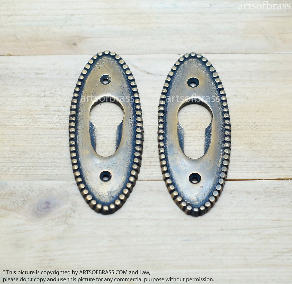 3.62" Lot of 2 pcs Vintage Brass Retro Entry Main door Key Hole Cover 4 3.62" Lot of 2 pcs Vintage Brass Retro Entry Main door Key Hole Cover - Image 2