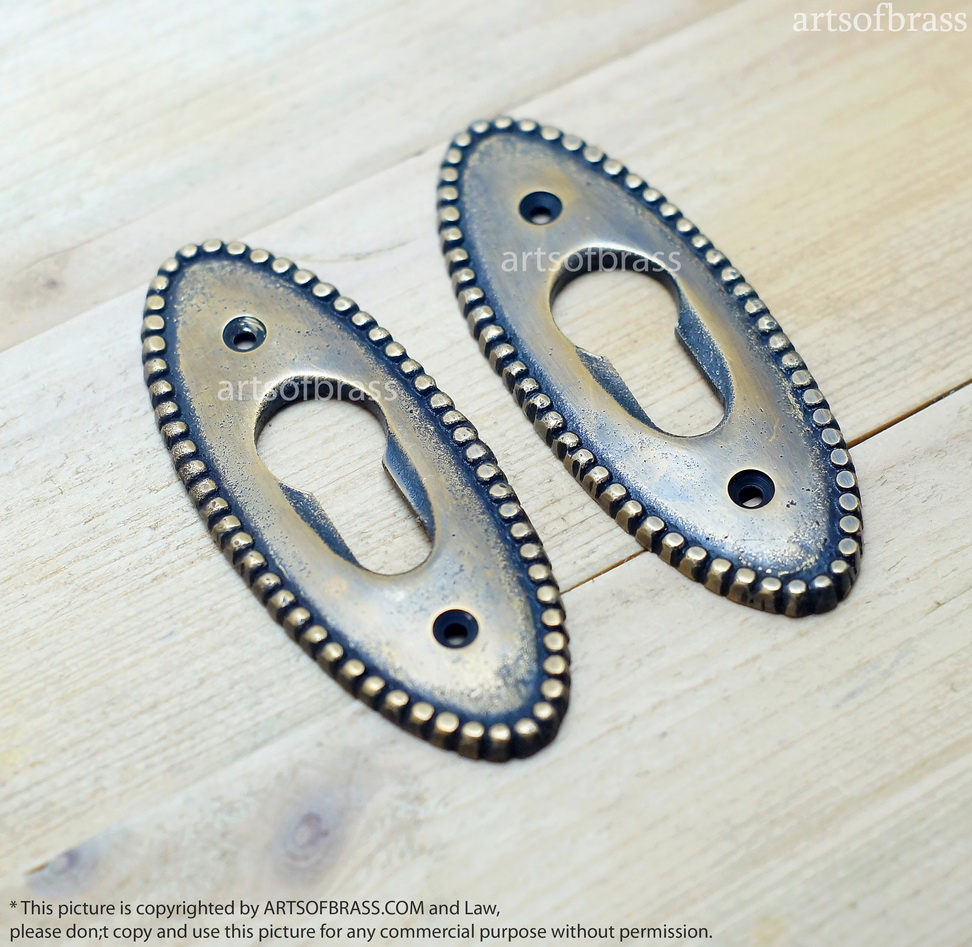 3.62" Lot of 2 pcs Vintage Brass Retro Entry Main door Key Hole Cover 3 3.62" Lot of 2 pcs Vintage Brass Retro Entry Main door Key Hole Cover
